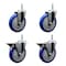 Service Caster 5 Inch Blue Polyurethane Wheel Swivel 34 Inch Threaded Stem Caster Set 2 Brakes SCC SCC-TS20S514-PPUB-BLUE-34212-2-PLB-2 - alternate 1